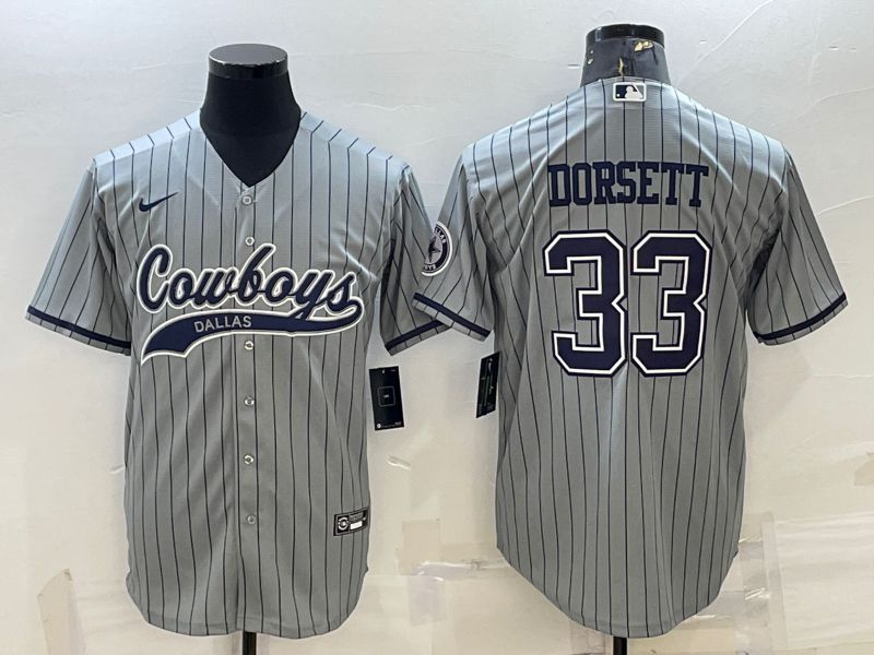 Men Dallas Cowboys #33 Dorsett Grey Stripe 2022 Nike Co branded NFL Jerseys